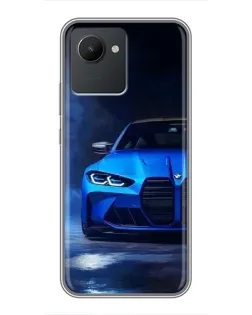 Чехол для Realme C30 с картинкой «Голубая BMW M4»