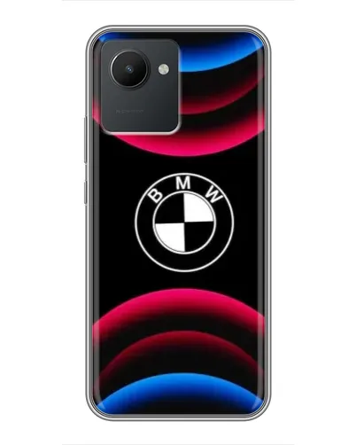 Чехол для Realme C30 с картинкой «Логотип BMW и неоновые дуги»