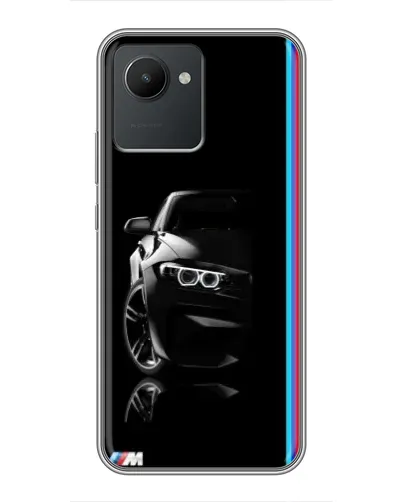 Чехол для Realme C30 с картинкой «Силуэт BMW в темноте»