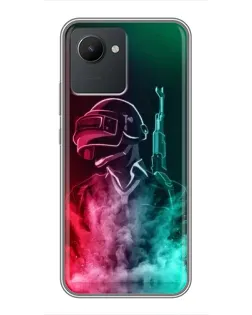 Чехол для Realme C30 с картинкой «PUBG — огненный воин»