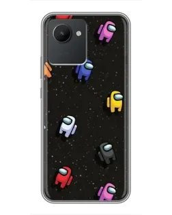Чехол для Realme C30 с картинкой «Космический паттерн Among Us»
