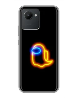 Чехол для Realme C30 с картинкой «Among Us неоновое сияние»