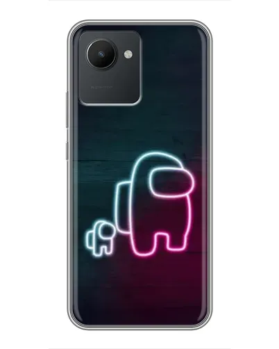 Чехол для Realme C30 с картинкой «Among Us неон-арт»
