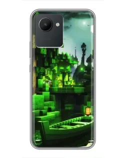 Чехол для Realme C30 с картинкой «Minecraft лесной пейзаж»