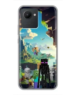 Чехол для Realme C30 с картинкой «Эндермен в лесу»
