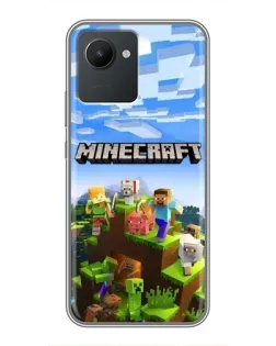 Чехол для Realme C30 с картинкой «Minecraft классический мир»