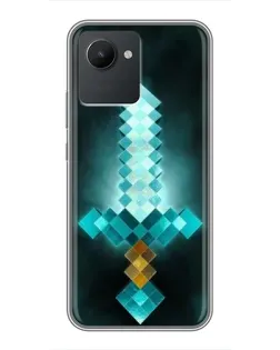 Чехол для Realme C30 с картинкой «Алмазный меч неон»