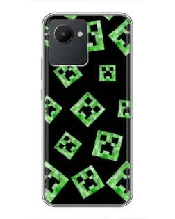 Чехол для Realme C30 с картинкой «Паттерн с криперами»