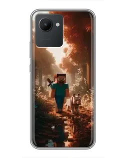 Чехол для Realme C30 с картинкой «Стив в лесу»
