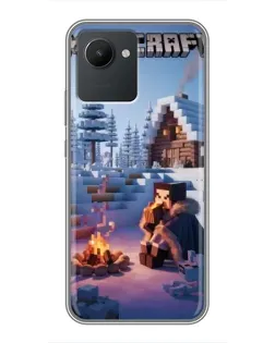 Чехол для Realme C30 с картинкой «Зимний Minecraft»
