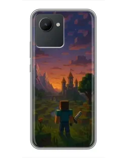 Чехол для Realme C30 с картинкой «Стив у башни»
