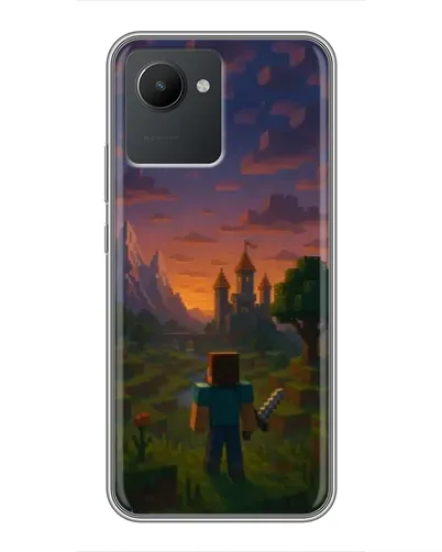 Чехол для Realme C30 с картинкой «Стив у башни»