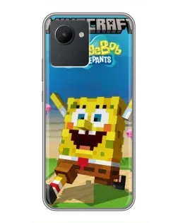 Чехол для Realme C30 с картинкой «Губка Боб Minecraft»