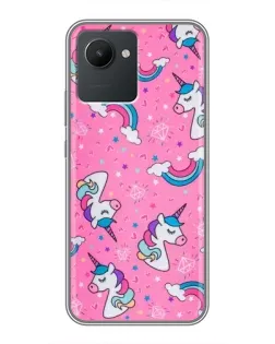 Чехол для Realme C30 с картинкой «Unicorn паттерн розовый» Чехол для Realme C30 с картинкой «Unicorn паттерн розовый»