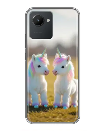 Чехол для Realme C30 с картинкой «Пара единорогов»
