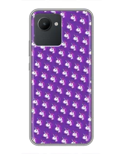 Чехол для Realme C30 с картинкой «Единороги на фиолетовом»