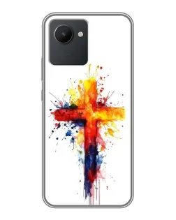 Чехол для Realme C30 с картинкой «Акварельный крест»