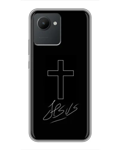 Чехол для Realme C30 с картинкой «Графический крест Jesus» Чехол для Realme C30 с картинкой «Графический крест Jesus»