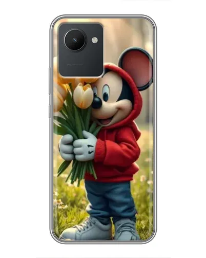 Чехол для Realme C30 с картинкой «Микки с тюльпанами»