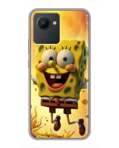 Чехол для Realme C30 с картинкой «Губка Боб прыгает»