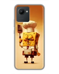 Чехол для Realme C30 с картинкой «Губка Боб повар»