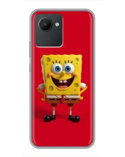 Чехол для Realme C30 с картинкой «Спанч Боб на красном»