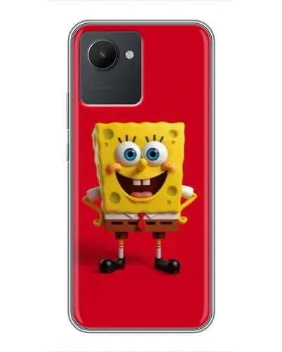 Чехол для Realme C30 с картинкой «Спанч Боб на красном»