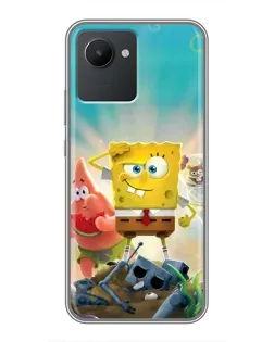 Чехол для Realme C30 с картинкой «Спанч Боб победитель»