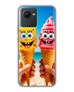 Чехол для Realme C30 с картинкой «Спанч Боб мороженое»