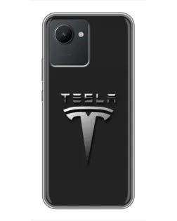 Чехол для Realme C30 с картинкой «Стальной логотип Tesla»