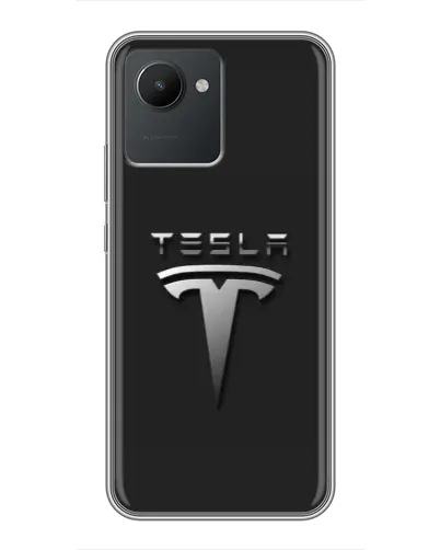 Чехол для Realme C30 с картинкой «Стальной логотип Tesla»