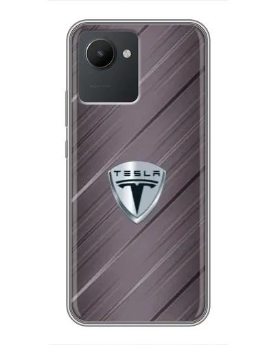 Чехол для Realme C30 с картинкой «Металлическая текстура Tesla»