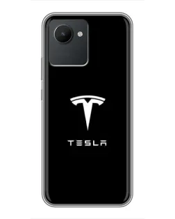 Чехол для Realme C30 с картинкой «Tesla White Logo»