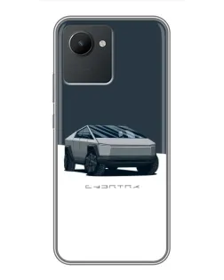Чехол для Realme C30 с картинкой «Серебристый Cybertruck Tesla»