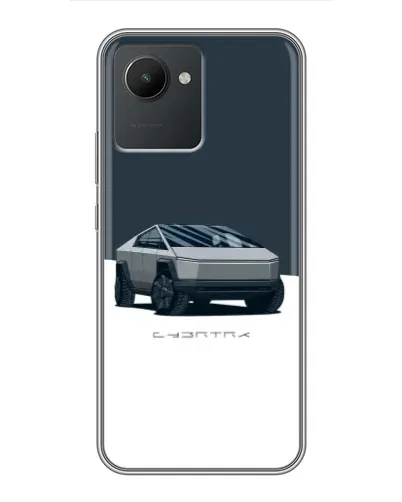Чехол для Realme C30 с картинкой «Серебристый Cybertruck Tesla»