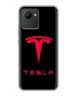 Чехол для Realme C30 с картинкой «Tesla Red Logo»