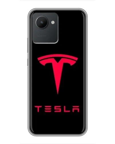 Чехол для Realme C30 с картинкой «Tesla Red Logo»