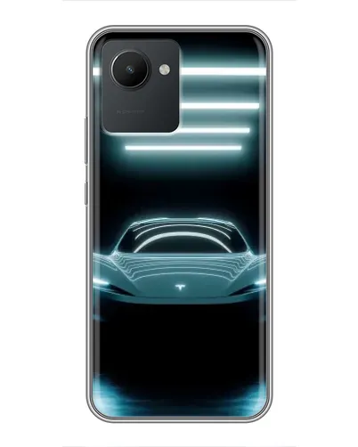 Чехол для Realme C30 с картинкой «Tesla в неоне»