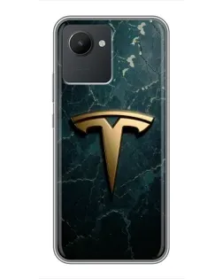 Чехол для Realme C30 с картинкой «Мраморная Tesla Gold»