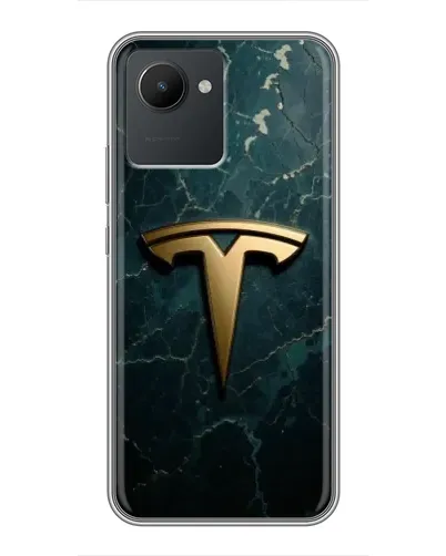 Чехол для Realme C30 с картинкой «Мраморная Tesla Gold»