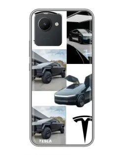 Чехол для Realme C30 с картинкой «Коллаж Cybertruck Tesla»