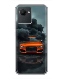 Чехол для Realme C30 с картинкой «Audi в облаках дыма»