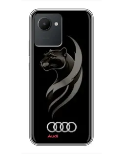 Чехол для Realme C30 с картинкой «Графика — пантера и Audi»