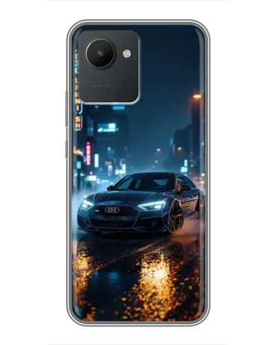 Чехол для Realme C30 с картинкой «Ночной город и Audi»