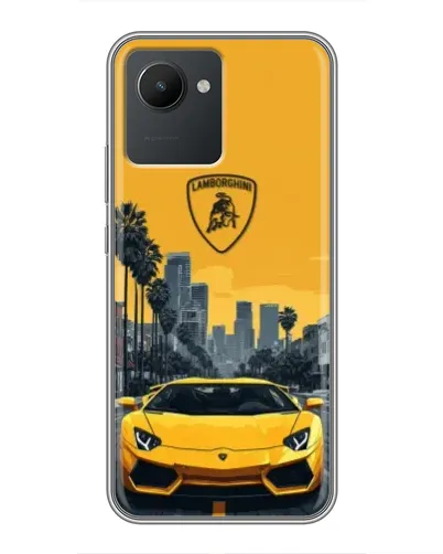 Чохол для Realme C30 з картинкою «Жовтий Lamborghini місто»