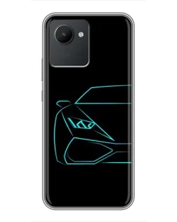 Чохол для Realme C30 з картинкою «Блакитний силует Lamborghini»