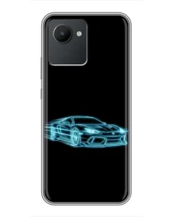 Чохол для Realme C30 з картинкою «Неоновий контур Lamborghini»