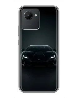 Чохол для Realme C30 з картинкою «Чорний Lamborghini Aventador»