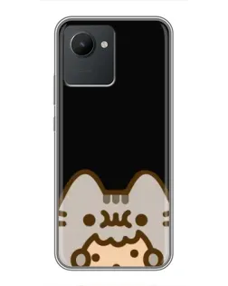 Чехол для Realme C30 с картинкой «Пушин на черном»