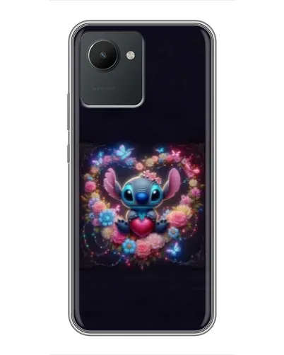 Чехол для Realme C30 с картинкой «Stitch в цветах»